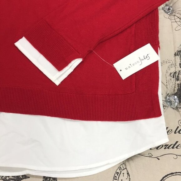 Maison Jules Scalloped-Neck Layered-Look Sweater - Picture 3 of 3